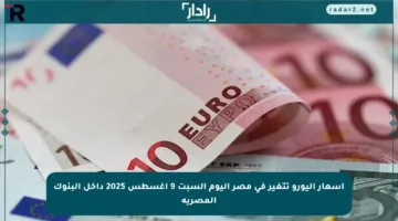 أسعار اليورو تتغير في مصر اليوم السبت 9 أغسطس 2025 داخل البنوك المصرية